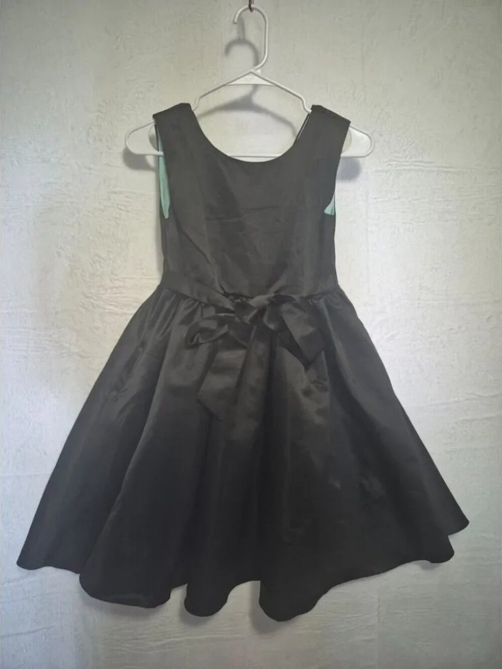 Trish Scull Girls Little Black Dress Satin Classic Basic Preppy Prom Sz 10
